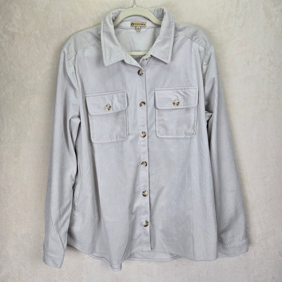 Democracy Corduroy Womens Shirt Jacket Shacket Large Overshirt‎ Button Western - Picture 1 of 6